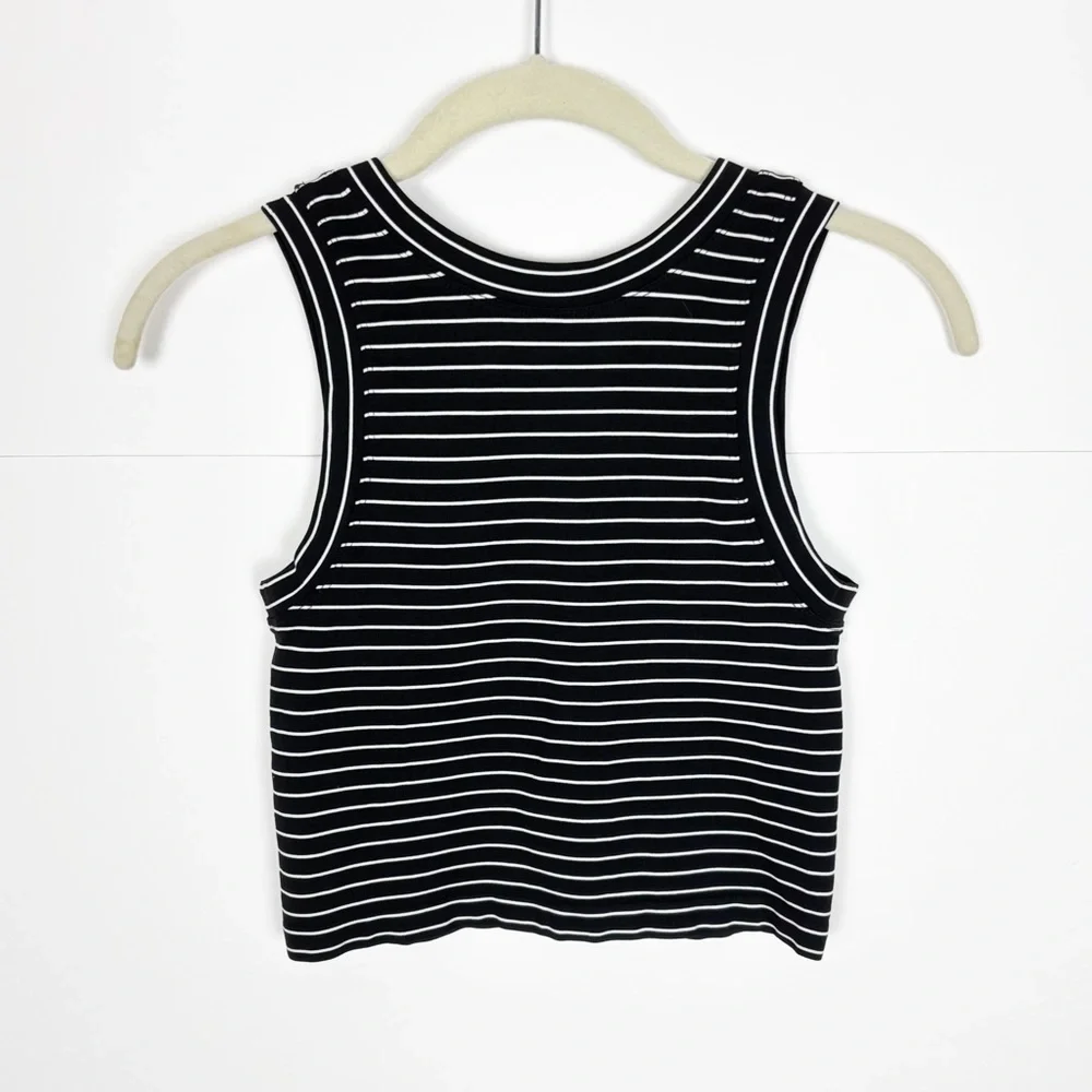 Free People Intimately Seamless Stripe Brami Black White Crop Top Size XS/Small - Picture 2 of 8
